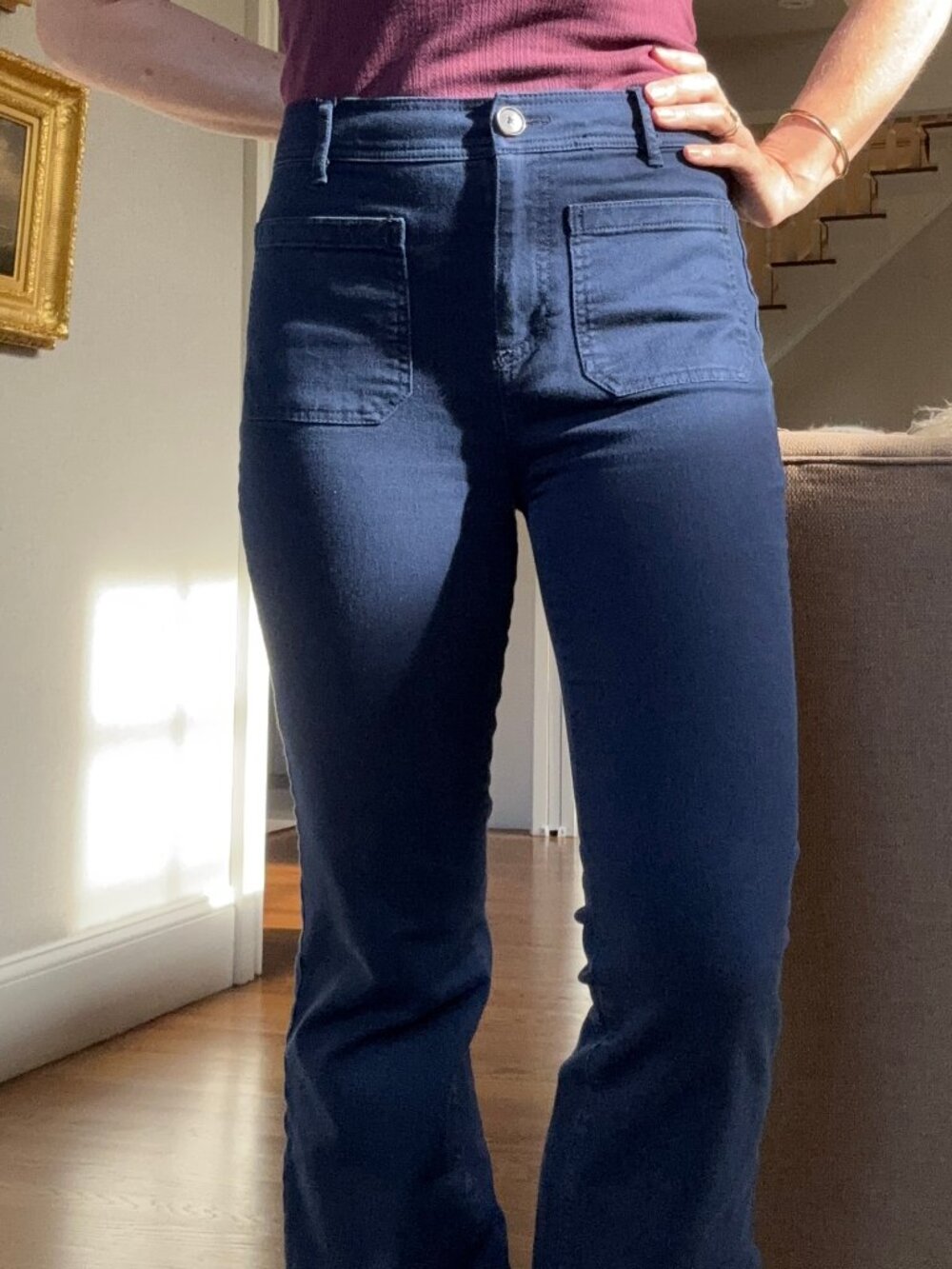 LOFT Navy Flare Bootcut Jeans Women's  Dark Wash High Rise Stretch Size 6